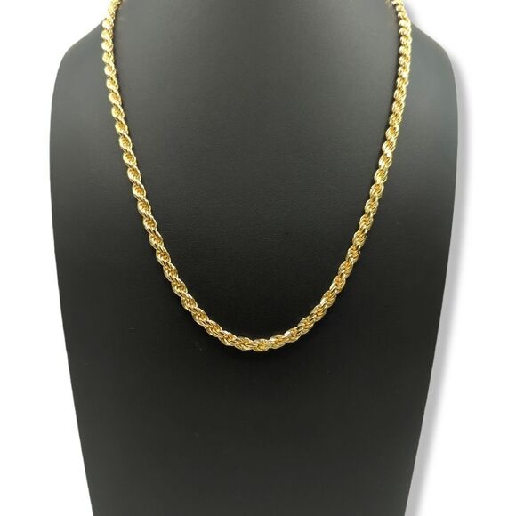 22" x 5mm 14K Vermeil Yellow Gold Finish Over S925 Sterling Silver Rope Chain. - Picture 2 of 14
